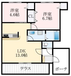 セントリビエ北野田C棟の物件間取画像